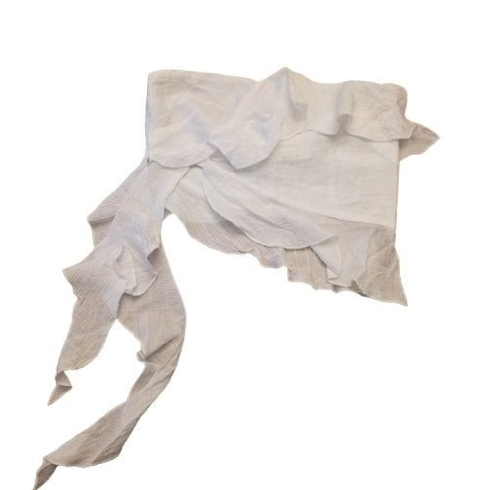 White Ruffle Overlay Crepe Faux Wrap Strapless Top‎ S Women's Sheer Lightweight